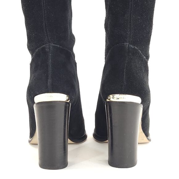 Michael Kors Regina Over the Knee Boot 7.5M Black Suede Block Heel Pull On 3.5"H - Picture 6 of 9